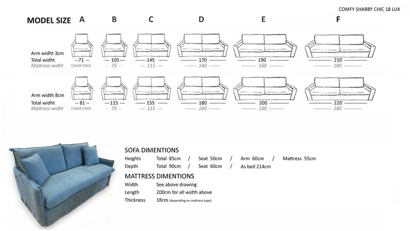 Bonbon Comfy Shabby Chic Lux, Sofa or sofa bed - Bonbon Compact Living