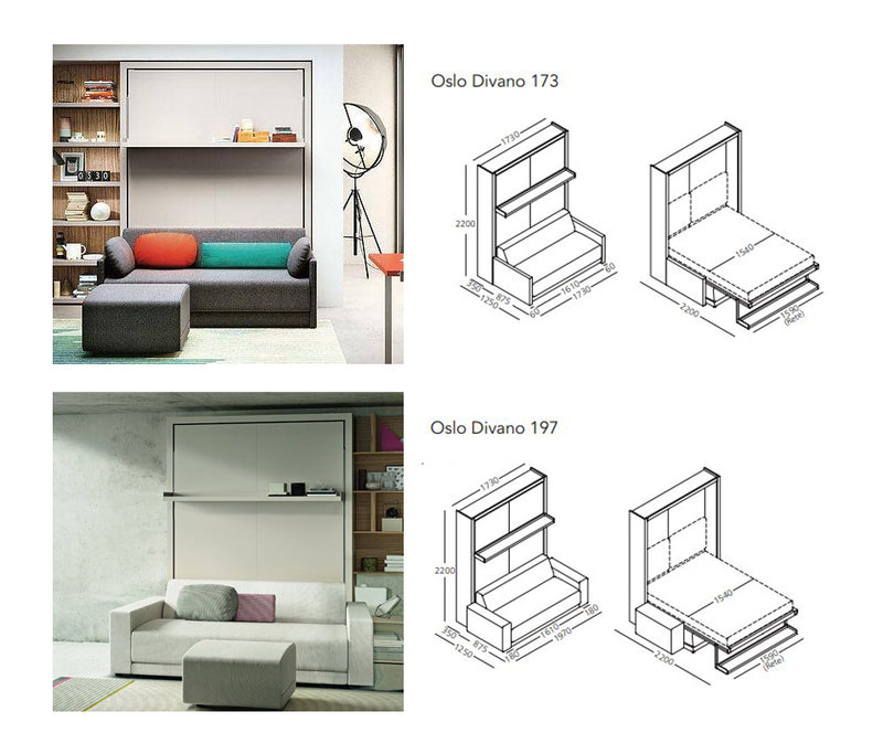 Oslo 173 and 197 messurments sofa wall bed 