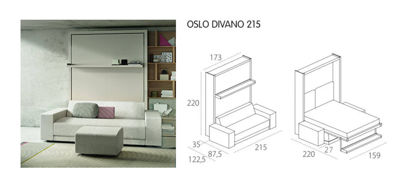 Oslo 215 sofa wall bed ( 27cm wide arm)