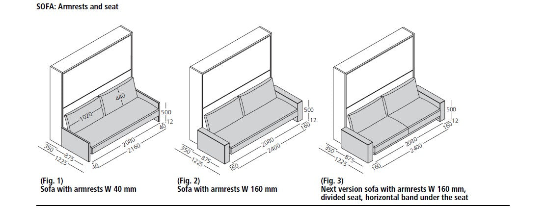 Kali Duo Sofa, Wall bed - Bonbon Compact Living