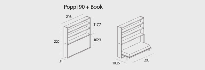 Poppi 90/120, Wall bed - Bonbon Compact Living