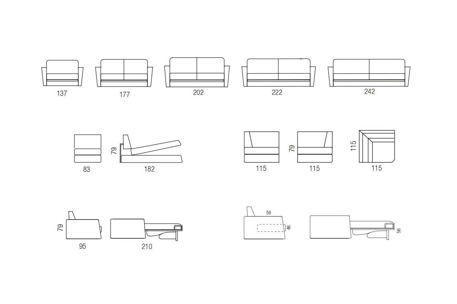 Shorter, Sofa or sofa bed - Bonbon Compact Living