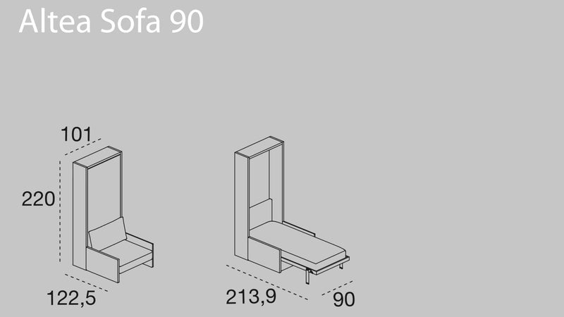 Altea 90 Sofa Ex-display, Wall bed - Bonbon Compact Living