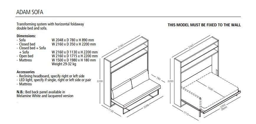 Adam Sofa, Sofa wall bed - Bonbon Compact Living