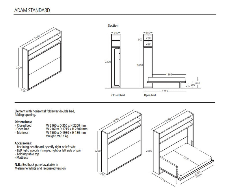 Adam Study desk, Wall bed - Bonbon Compact Living