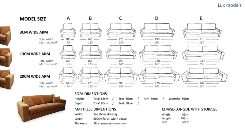 Bonbon Comfy Lux and chaise-longue, Sofa or sofa bed - Bonbon Compact Living