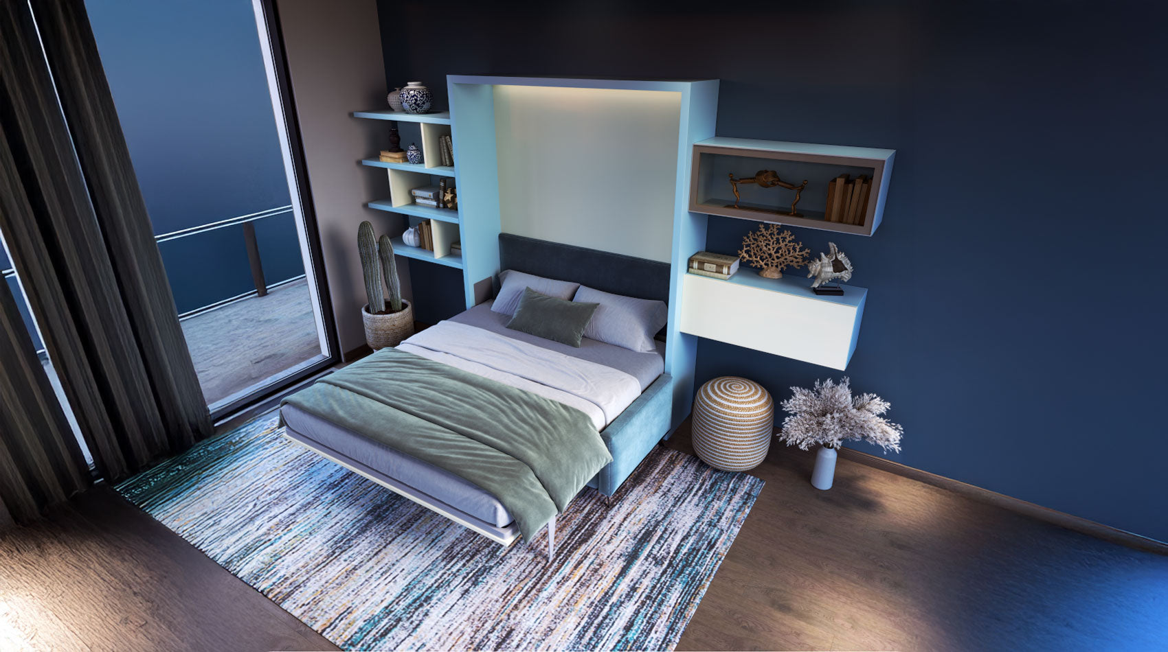 City dream sofa wall bed by night