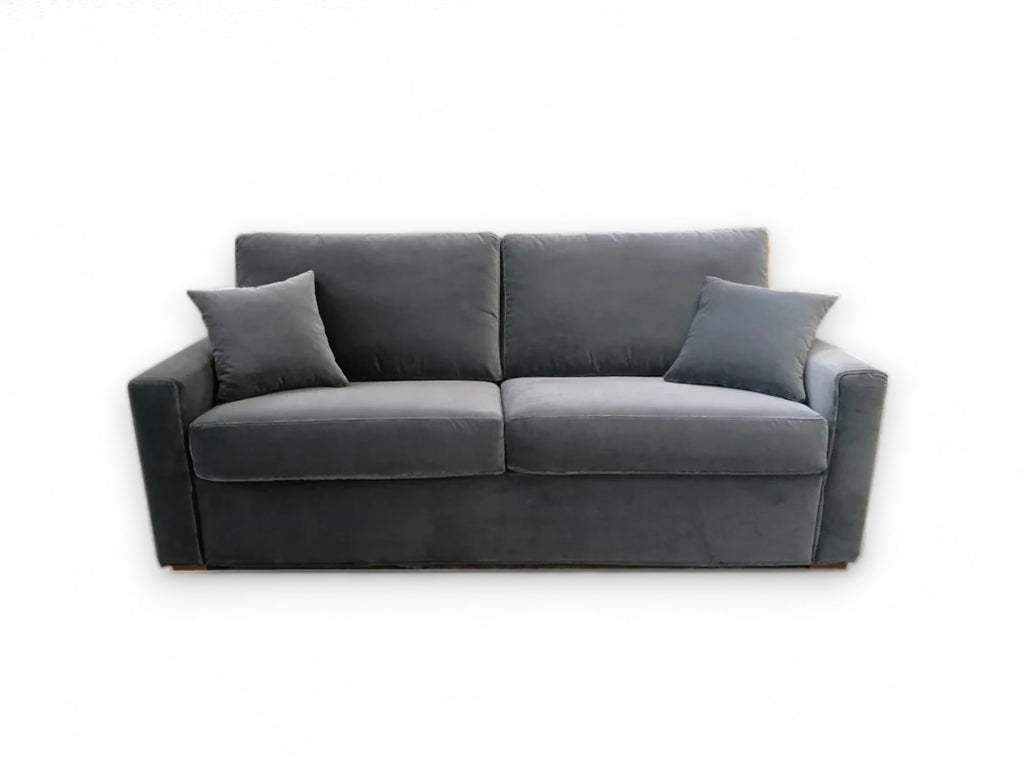 Bonbon Comfy Lux 190 sofa bed 13cm wide arm, Grey velvet 