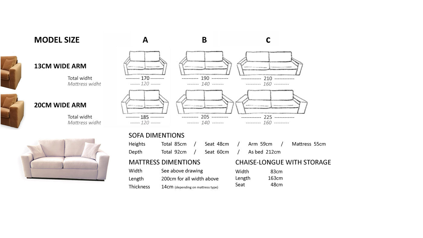 Soft E Electric sofa bed measurements