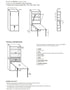 Technical drawing of a foldaway table with shelves and cabinet