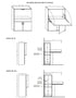 Technical drawings of a home office dimensions and installation instructions.
