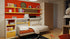 Flap single horizontal murphy bed with bookshelf and wardrobe 