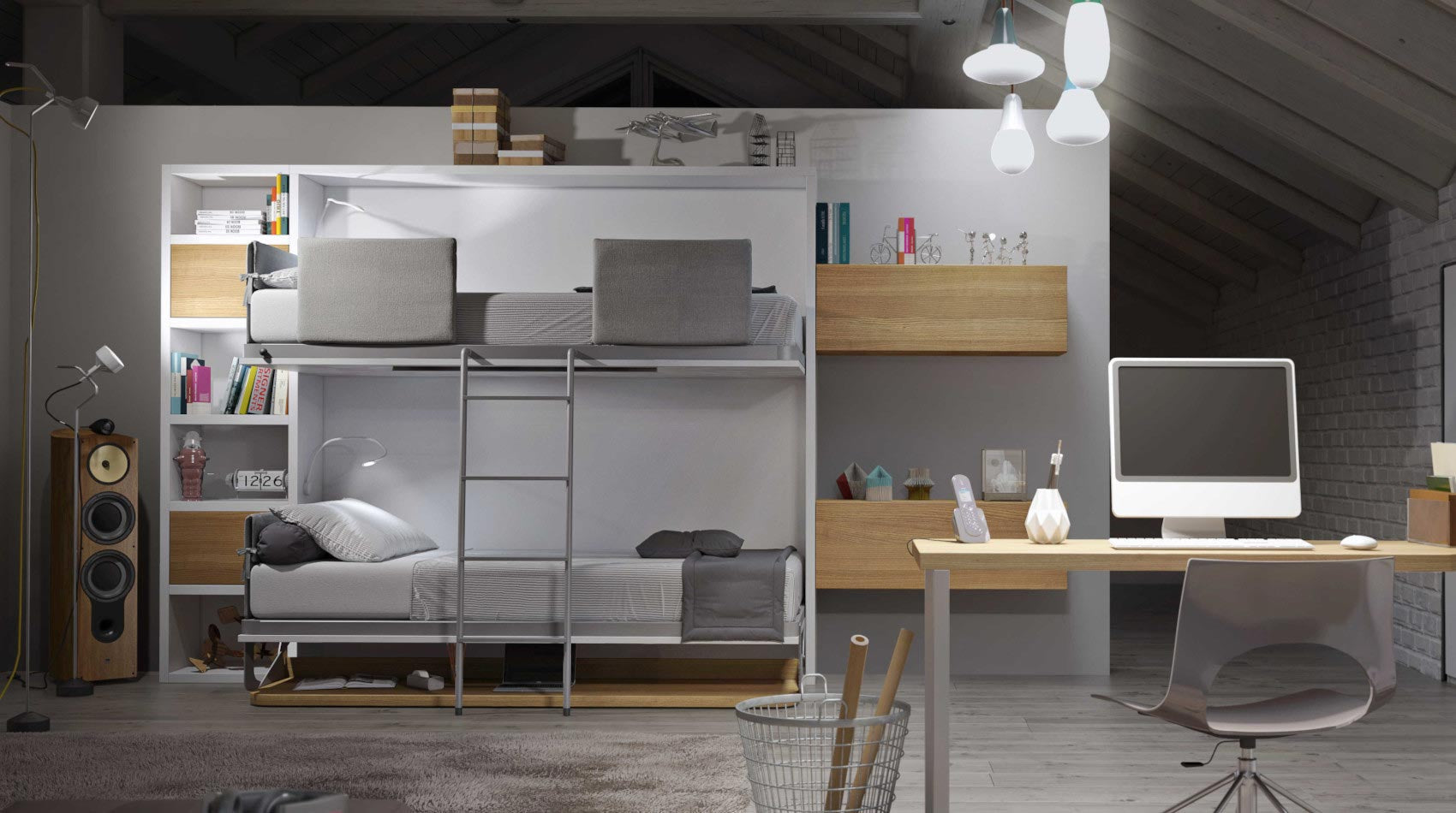 Flap Board bunk bed by night