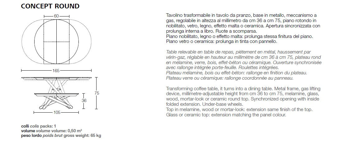 Concept Round coffee dining table
