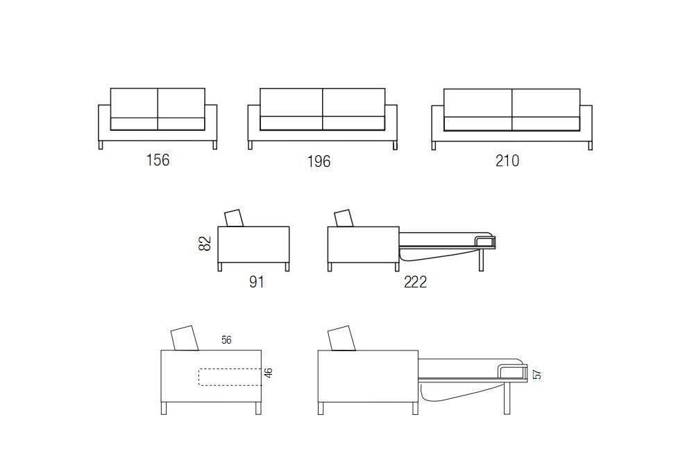 James sofa bed measurements