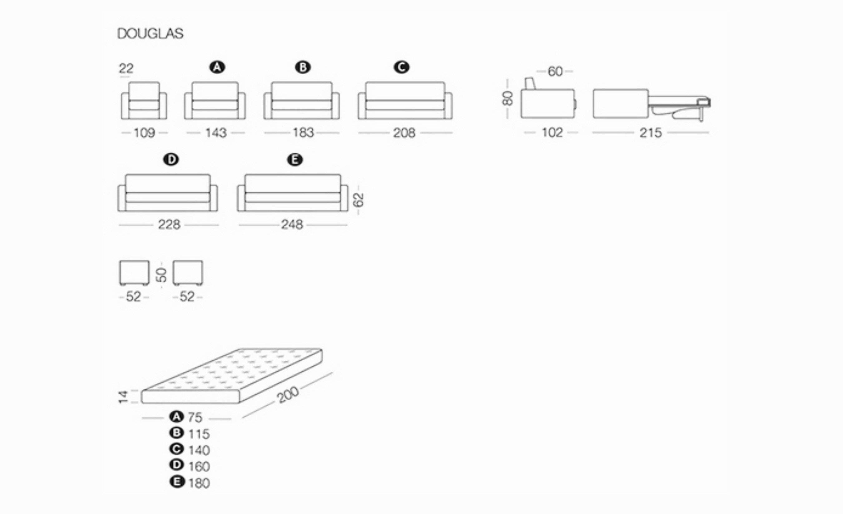 Douglas sofa or sofa bed measurements