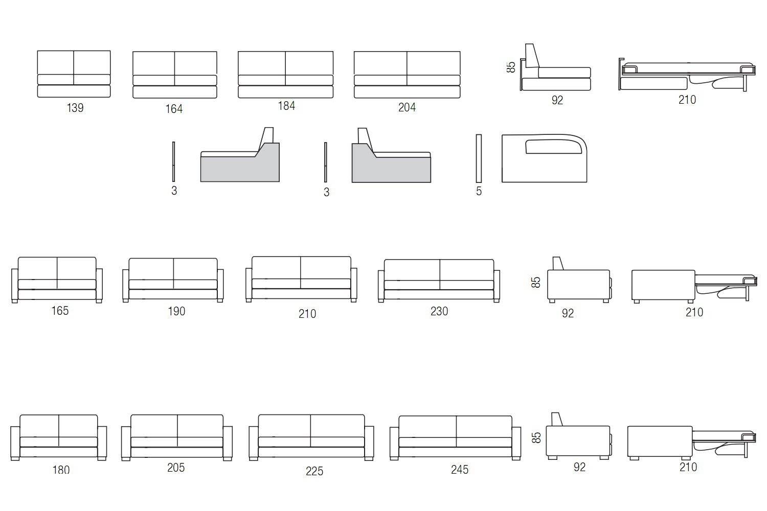 Duke sofa or sofa bed measurements