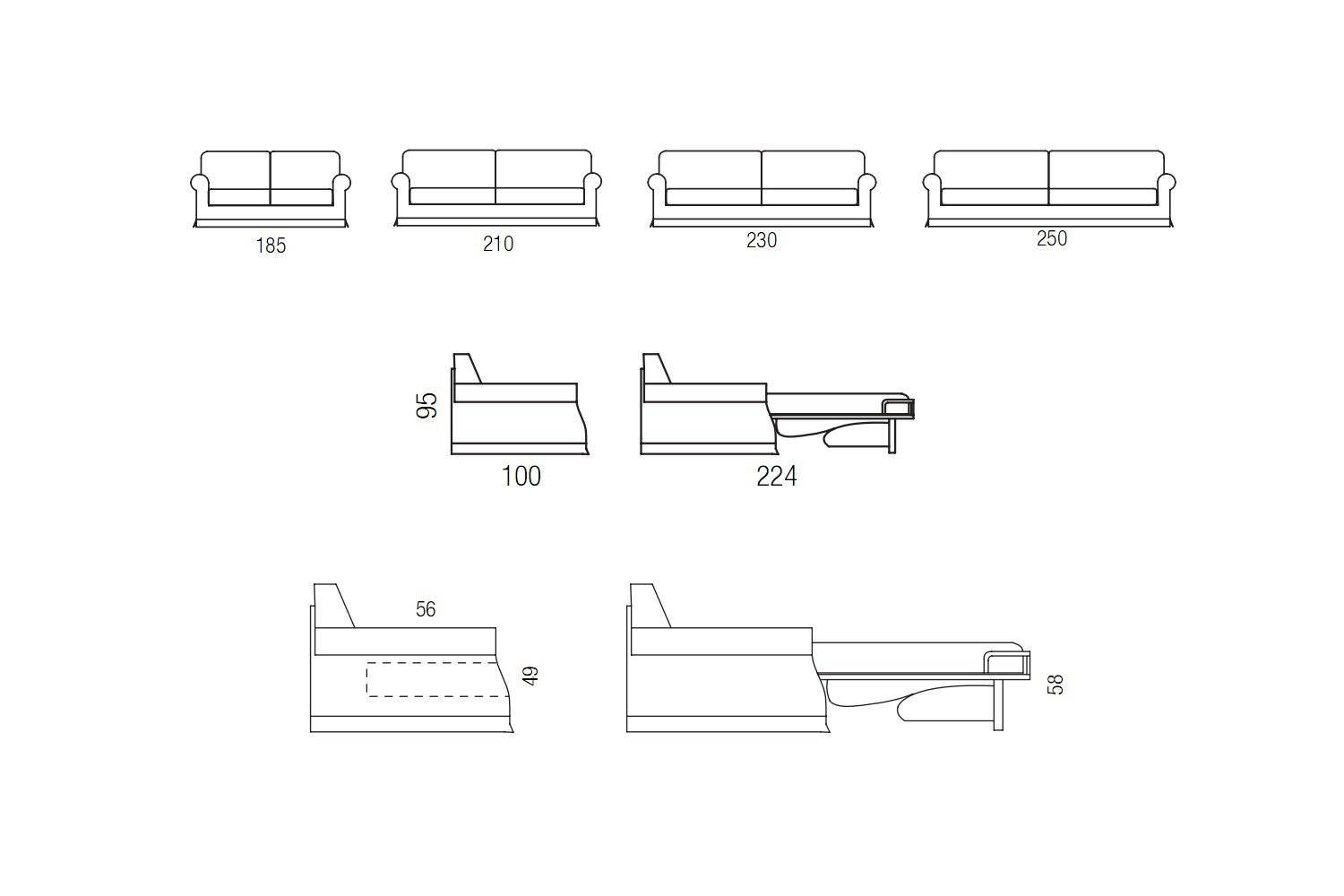 Gordon sofa or sofa bed measurements