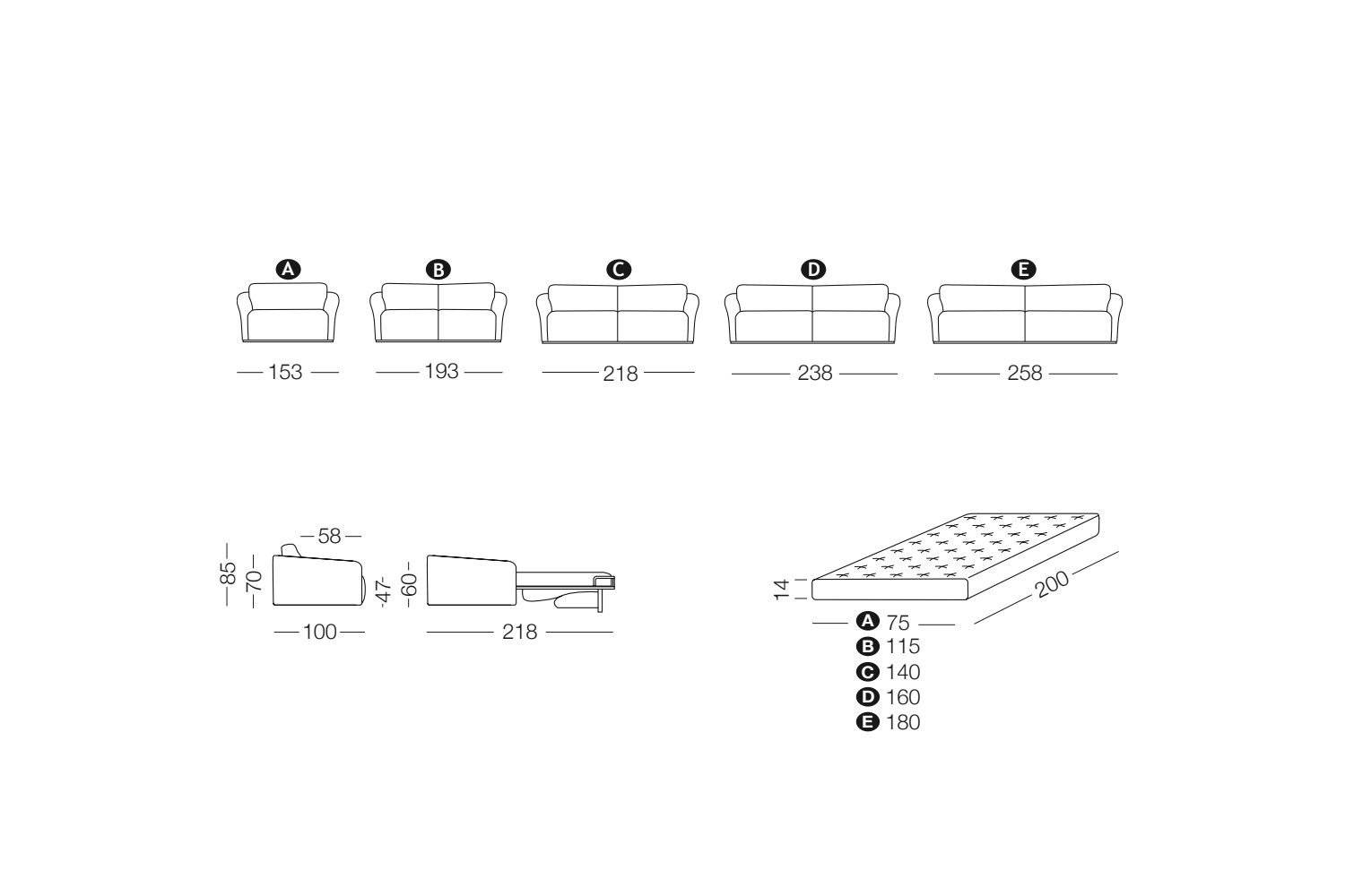 Groove sofa or sofa bed measurements