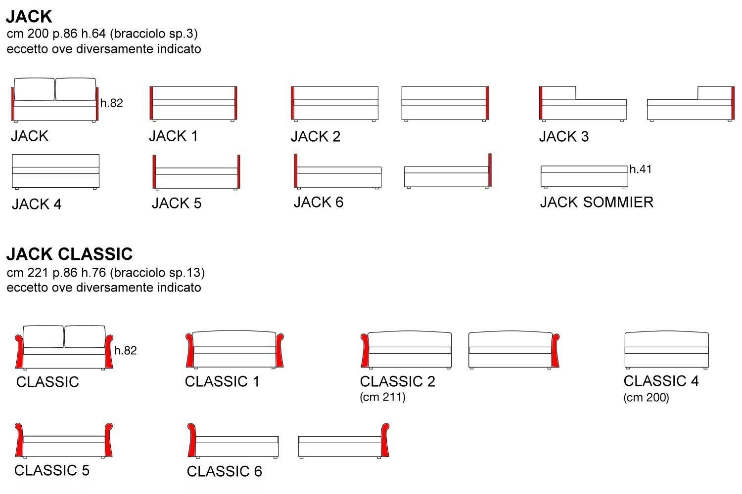 Jack / Jack classic sofa or sofa bed measurements