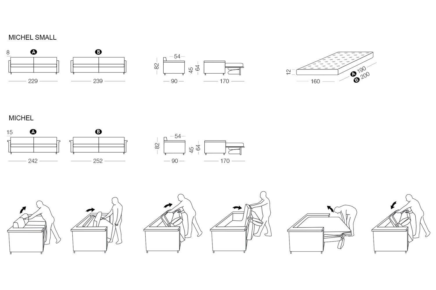 Michel sofa or sofa bed measurements