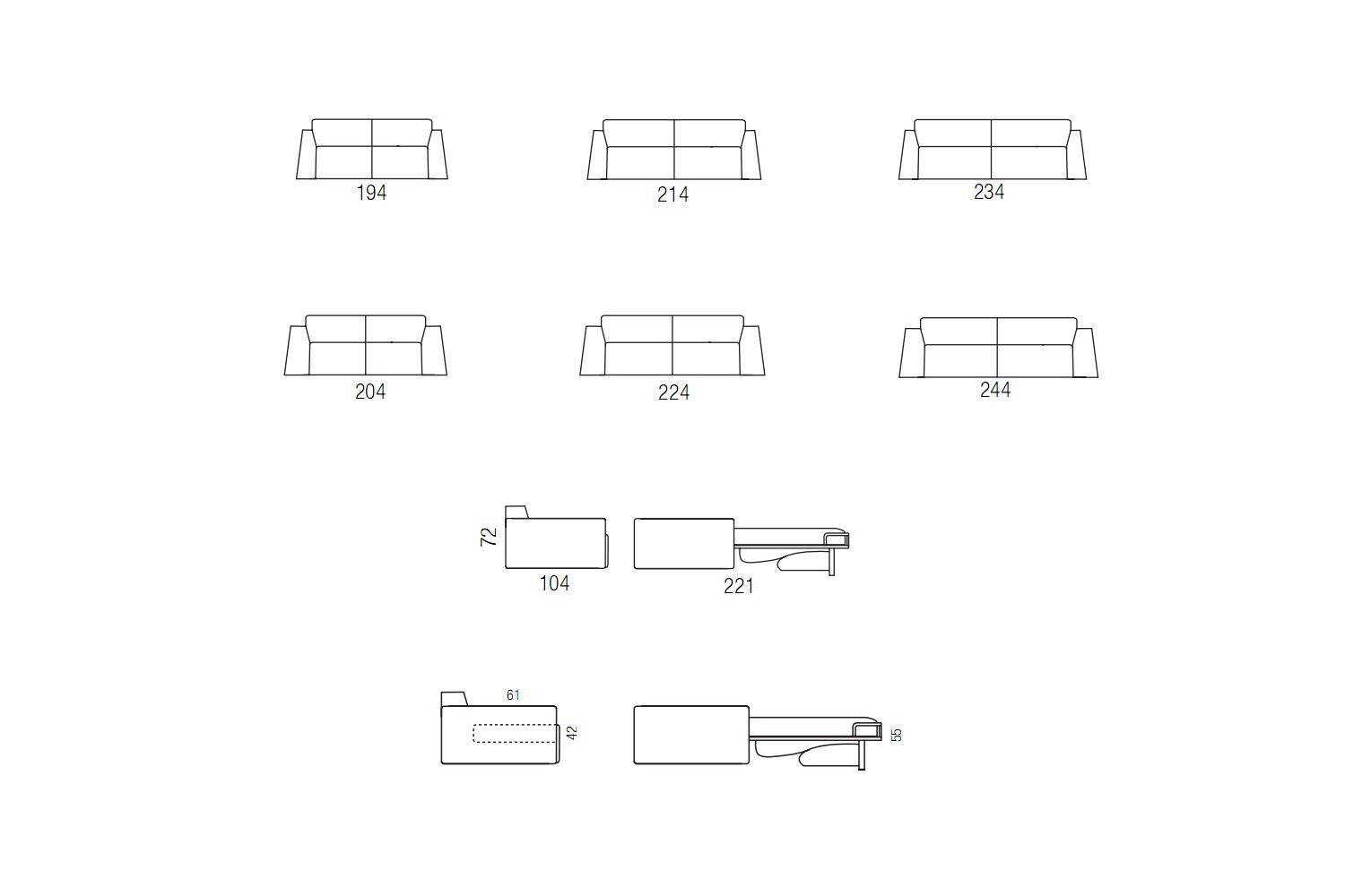Parker sofa or sofa bed measurements