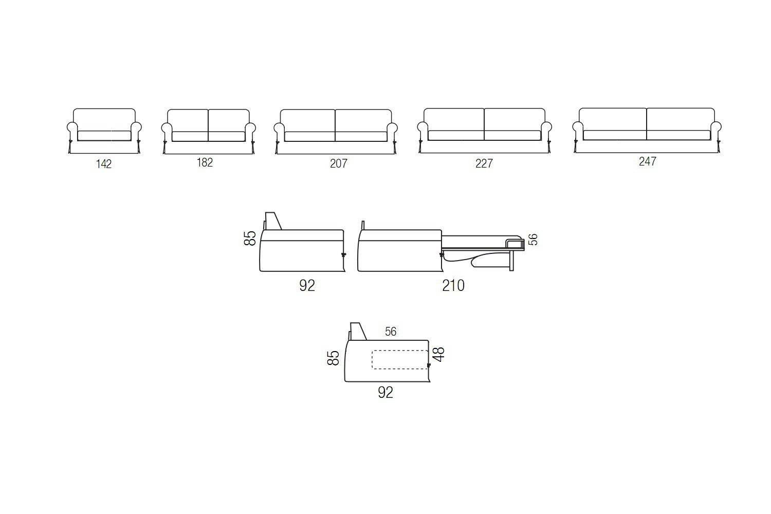 Richard sofa or sofa bed measurements