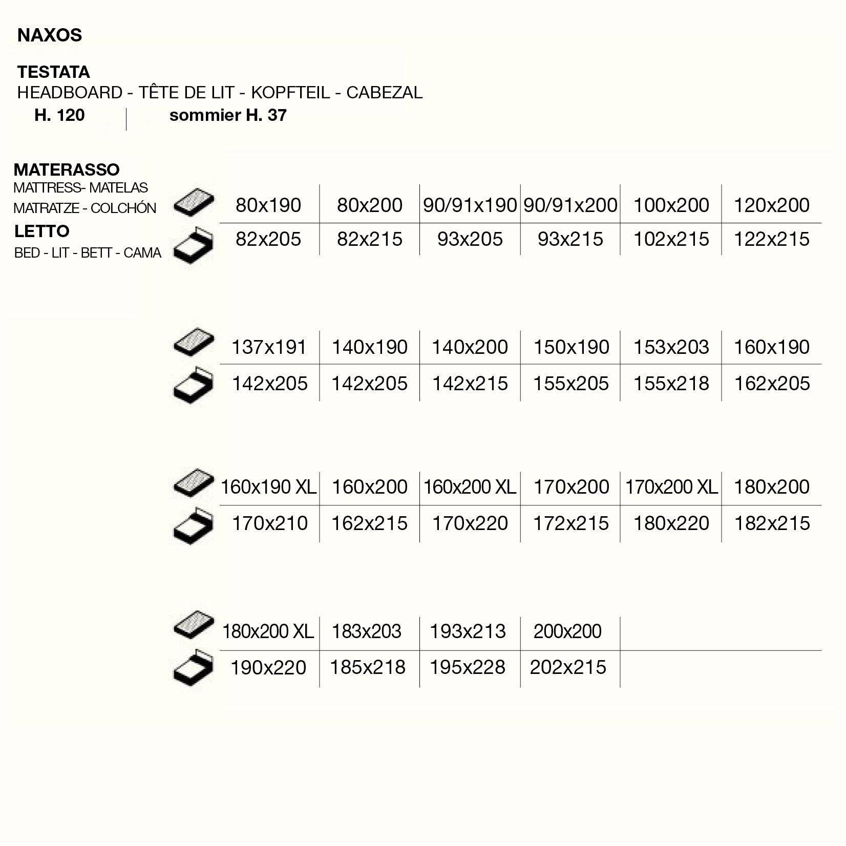 Naxos storage bed measurements