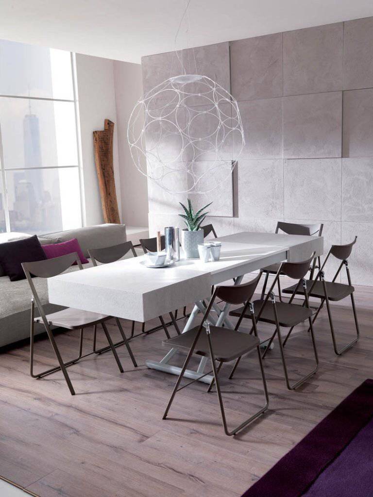 Box coffee to dining table with folding chairs