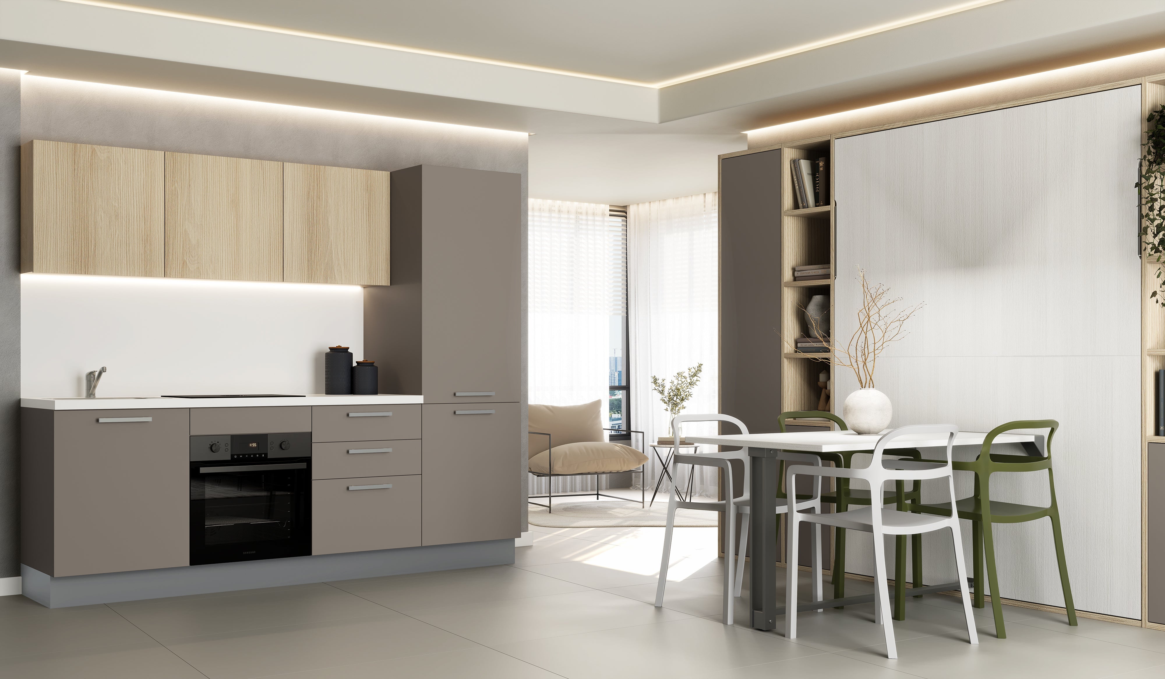 Simplicity Dining wall bed with mini kitchen