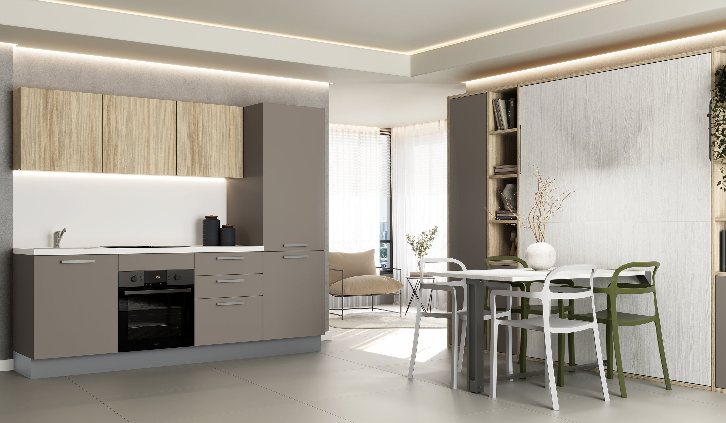 Simplicity Dining wall bed with mini kitchen