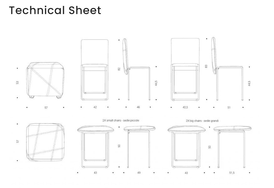 CUBIX OTTOMAN, Seating measurements