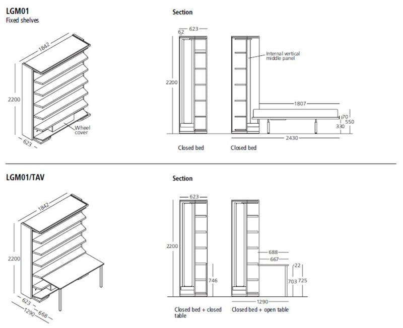 LGM, Wall bed - Bonbon Compact Living