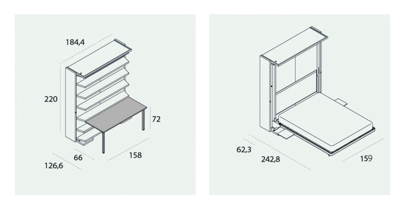 LGM 2.0 BOOK TABLE, Wall bed - Bonbon Compact Living