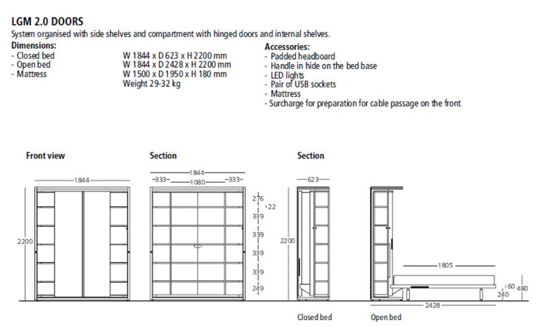 LGM 2.0 DOOR, Wall bed - Bonbon Compact Living