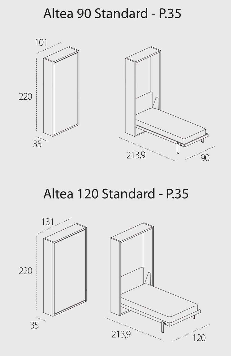 Altea Standard 90/120, Wall bed - Bonbon Compact Living
