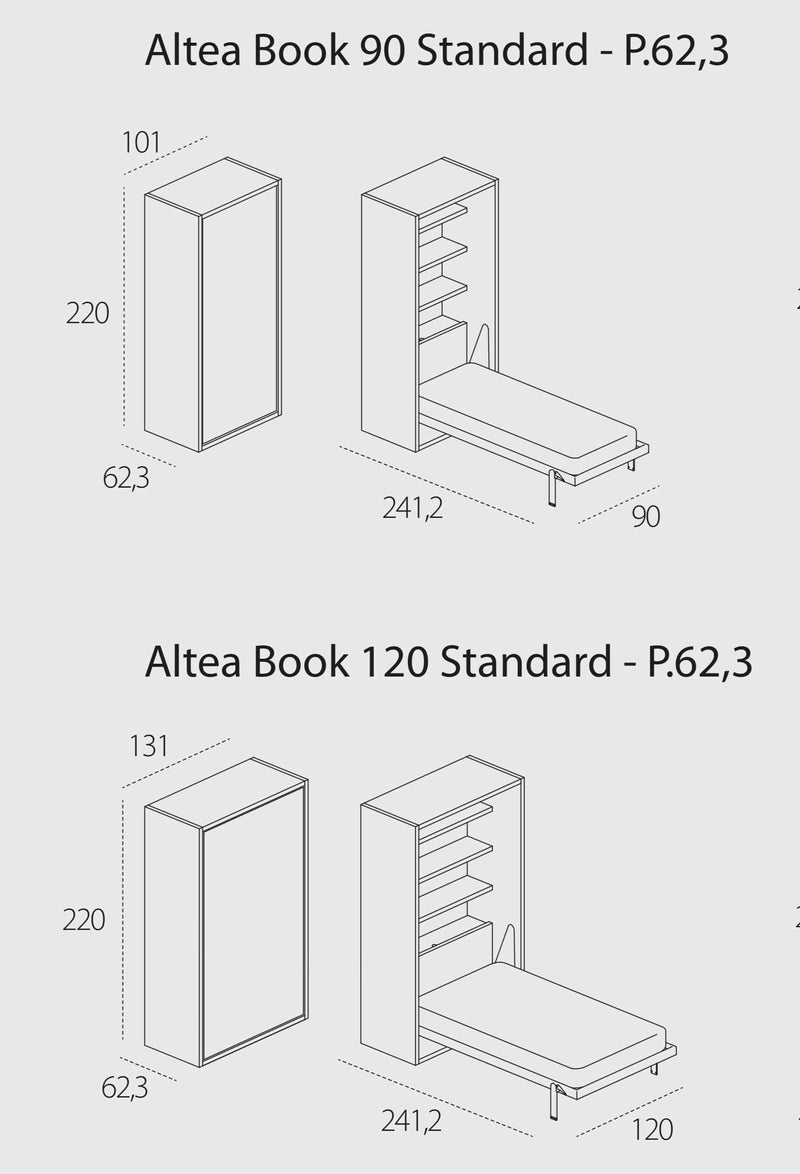 Altea Standard 90/120, Wall bed - Bonbon Compact Living