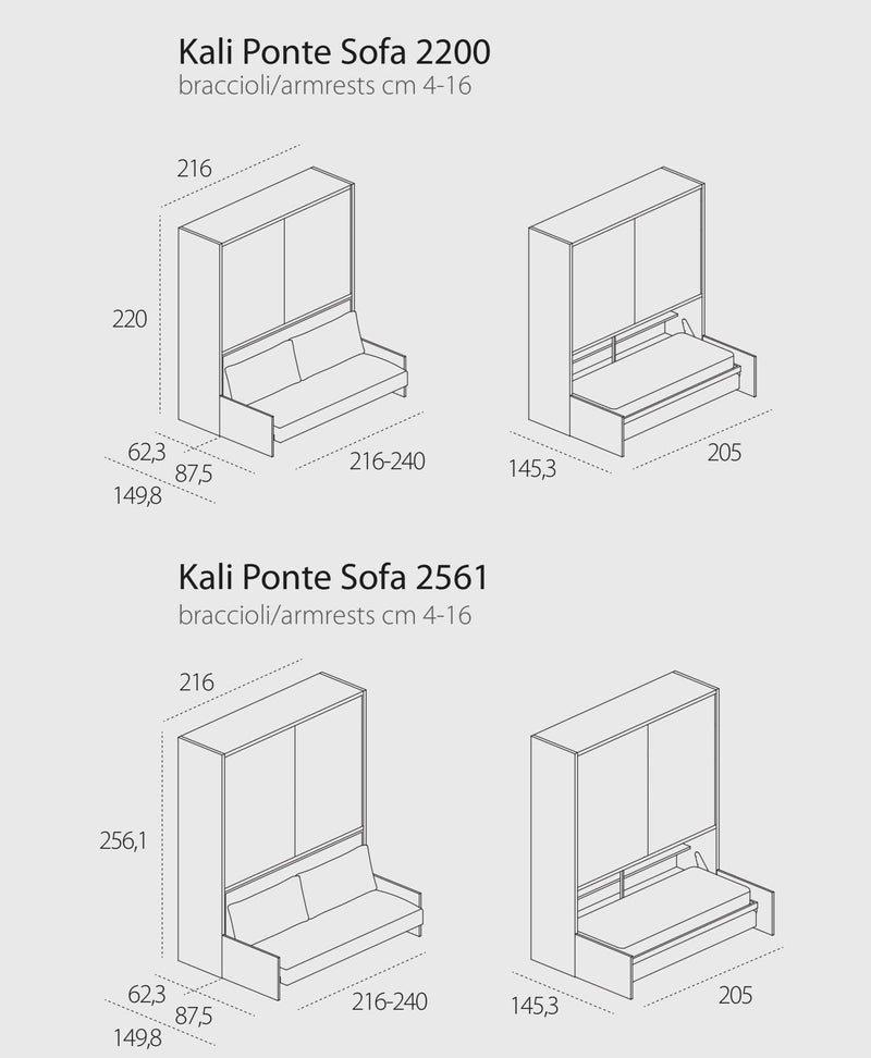 Kali Ponte Sofa, Wall bed - Bonbon Compact Living