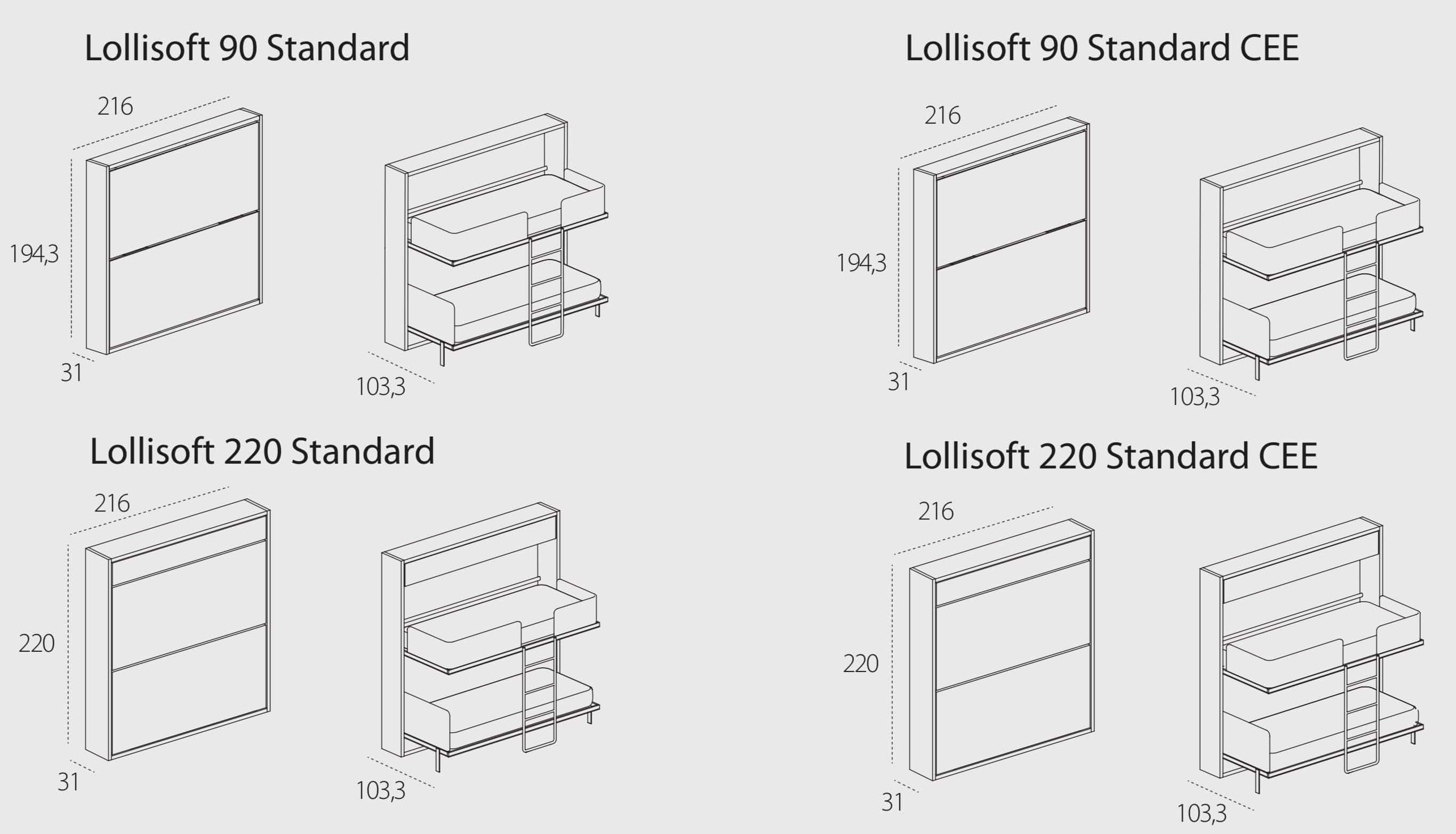 Lollisoft, Wall bed - Bonbon Compact Living