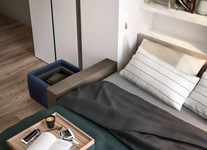 Penelope 2 sofa wall  bed 16 cm wide arm - Bonbon Compact Living