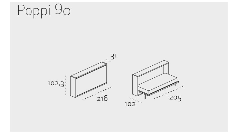 Poppi 90/120, Wall bed - Bonbon Compact Living