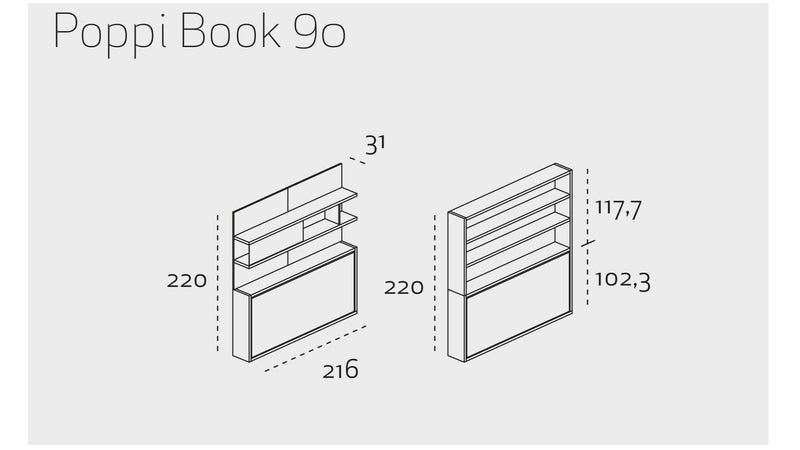 Poppi 90/120, Wall bed - Bonbon Compact Living