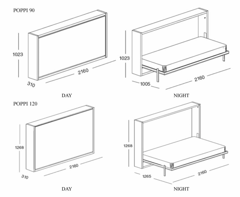 Poppi 90/120, Wall bed - Bonbon Compact Living