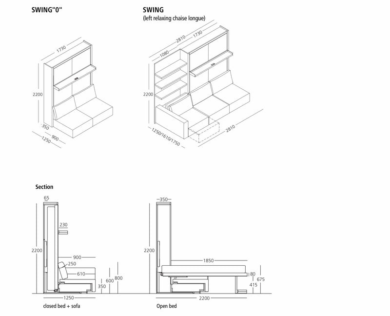 Swing & Swing 0 sofa wall beds, Wall bed - Bonbon Compact Living