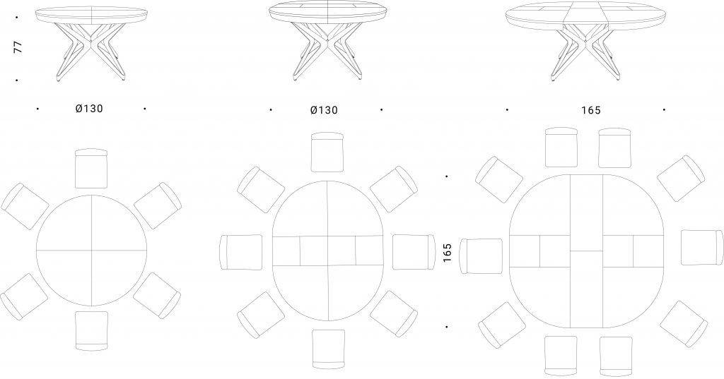 BIG round, Extendable dining table - Bonbon Compact Living