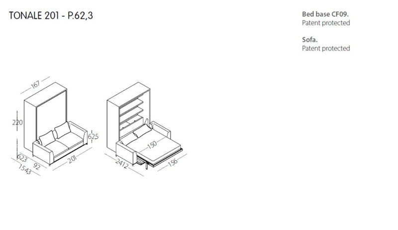 Tonale 201 and 281, Wall bed - Bonbon Compact Living